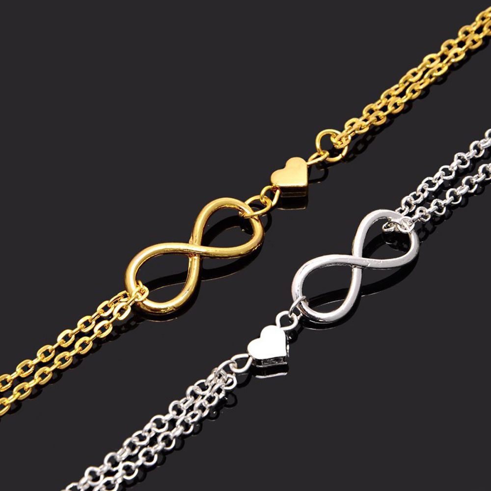 INS Style Nordic Style Simple Style Infinity Heart Shape Alloy Plating Unisex Bracelets display picture 1