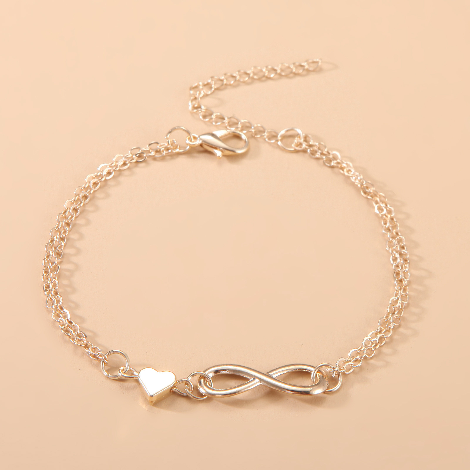 INS Style Nordic Style Simple Style Infinity Heart Shape Alloy Plating Unisex Bracelets display picture 3