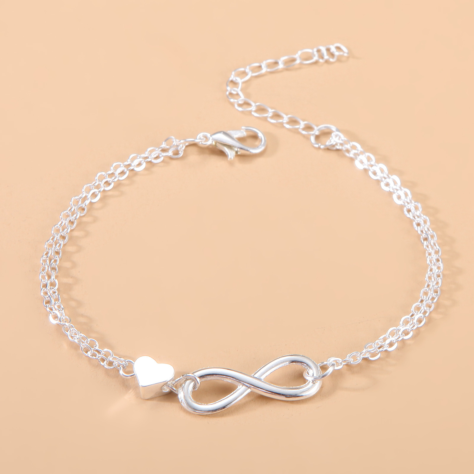 INS Style Nordic Style Simple Style Infinity Heart Shape Alloy Plating Unisex Bracelets display picture 2