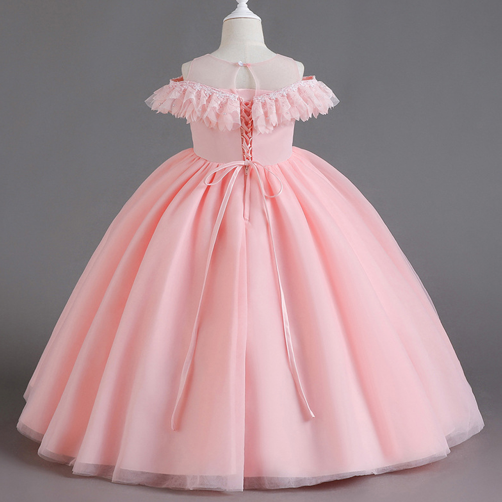 Elegant Romantic Solid Color Flower Pearl Polyester Girls Dresses display picture 9