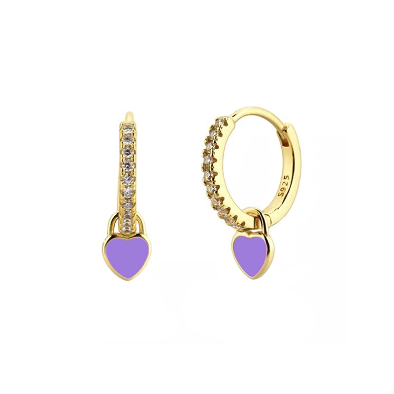 1 Paire À La Française Sucré Forme De Cœur Le Cuivre Émail Placage Incruster Zircon Plaqué Or Boucles D'oreilles display picture 5