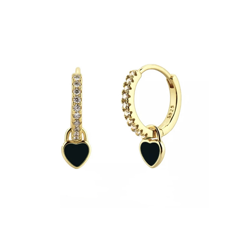 1 Paire À La Française Sucré Forme De Cœur Le Cuivre Émail Placage Incruster Zircon Plaqué Or Boucles D'oreilles display picture 11