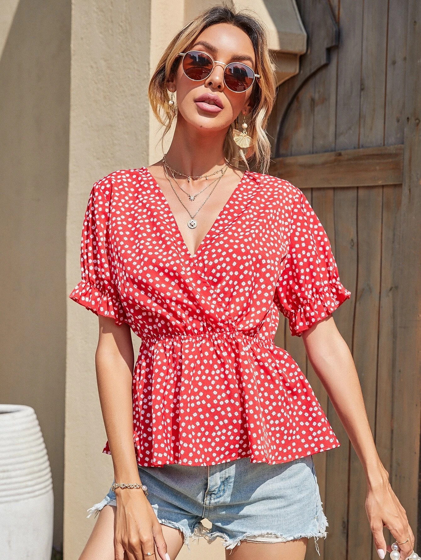 Women's T-shirt Blouse Short Sleeve T-shirts Casual Elegant Polka Dots display picture 2