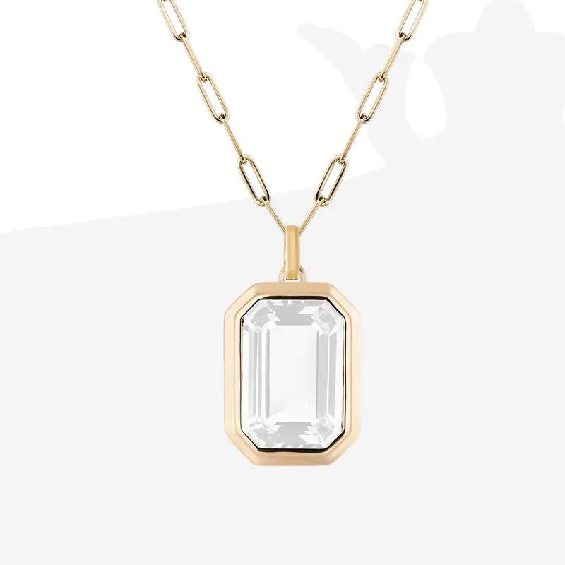 Ig Style Square Stainless Steel Plating Inlay Zircon 18k Gold Plated Pendant Necklace display picture 2