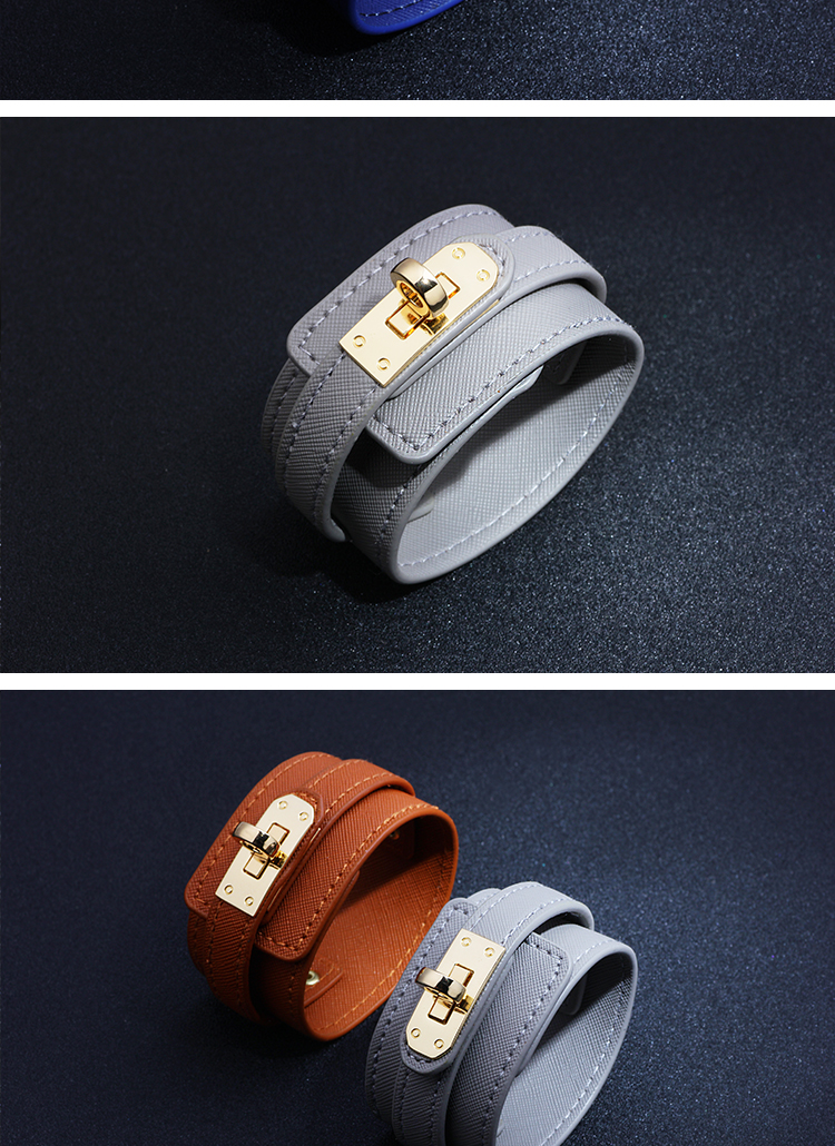 Ins Style Solid Color Pu Leather Alloy Wholesale Bangle display picture 2