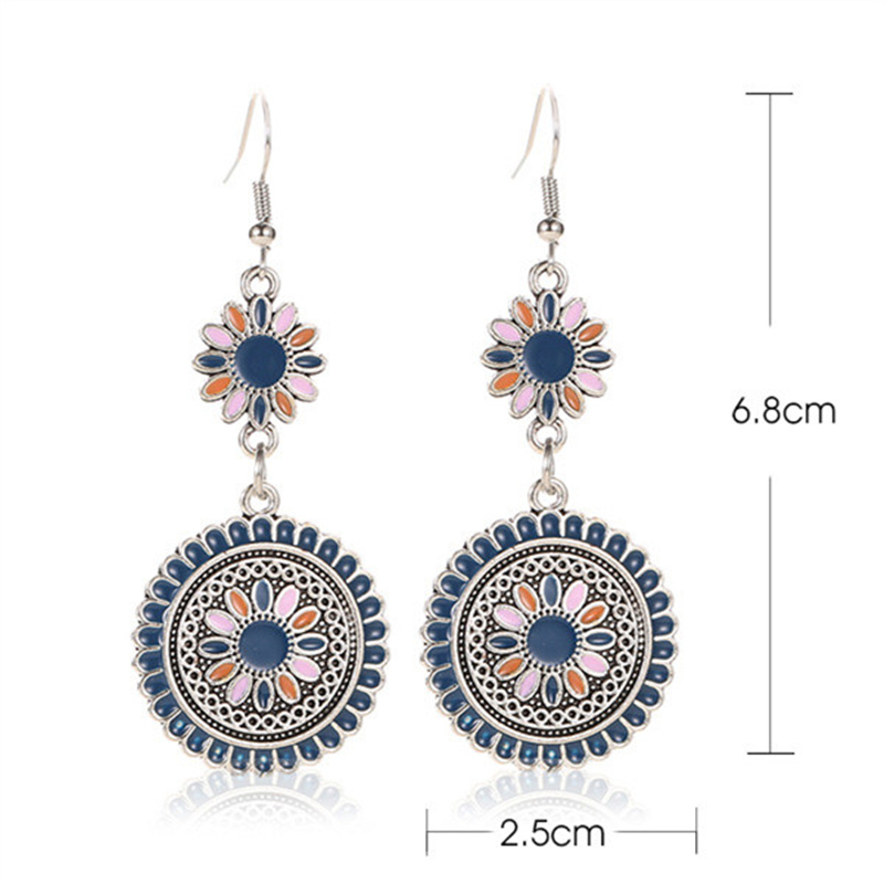 Vintage Style Ethnic Style Geometric Alloy Brass Inlay Natural Stone Turquoise Women's Earrings display picture 6