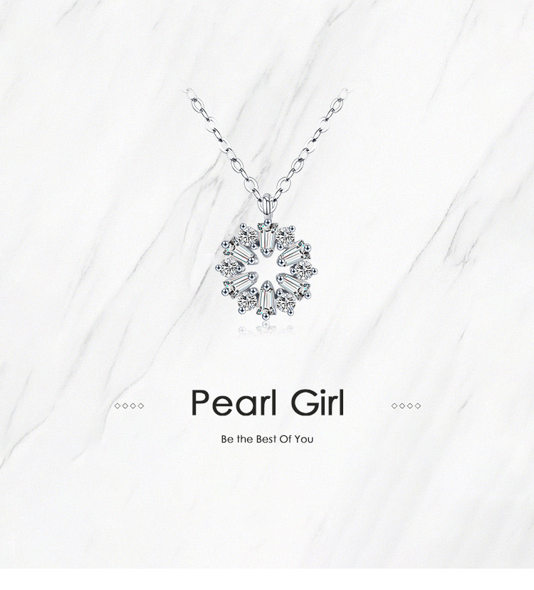 Shiny Snowflake Sterling Silver Plating Inlay Zircon Rhodium Plated Pendant Necklace display picture 1