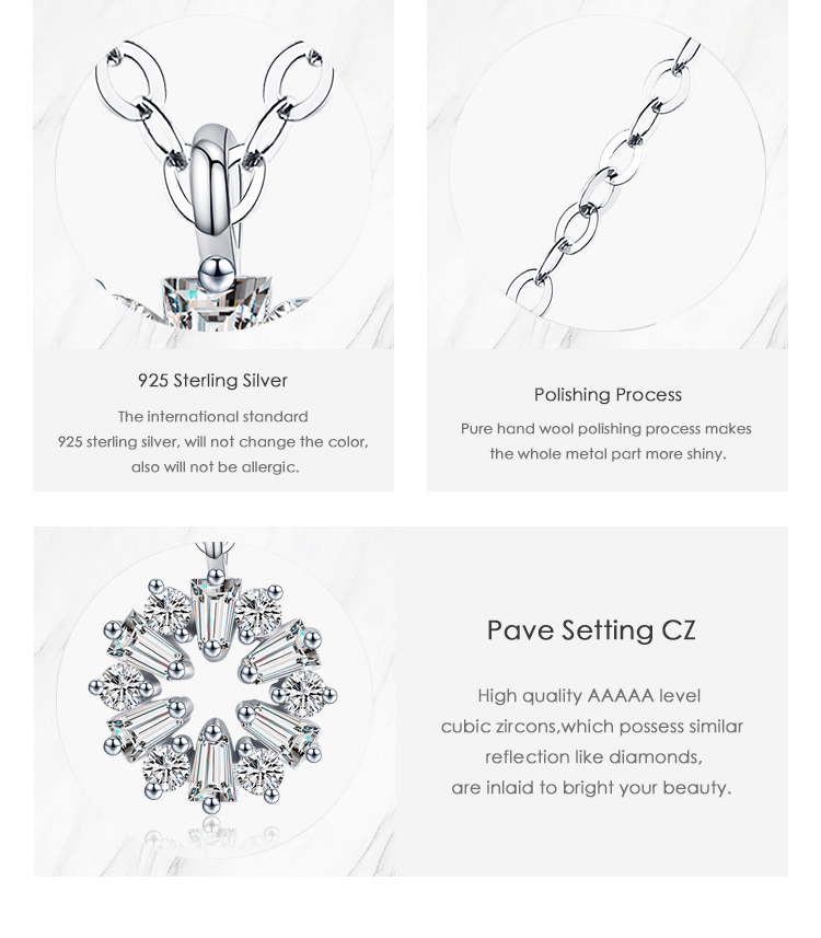 Shiny Snowflake Sterling Silver Plating Inlay Zircon Rhodium Plated Pendant Necklace display picture 3