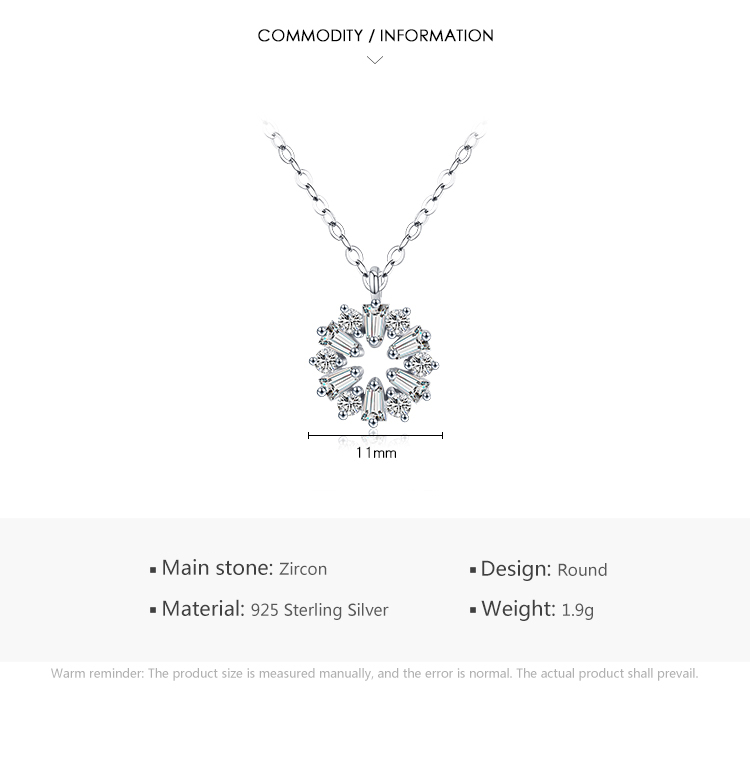 Shiny Snowflake Sterling Silver Plating Inlay Zircon Rhodium Plated Pendant Necklace display picture 4