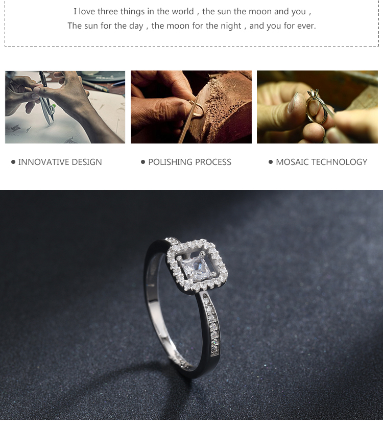 Ins Style Simple Style Square Sterling Silver Plating Inlay Zircon Rhodium Plated Rings display picture 2