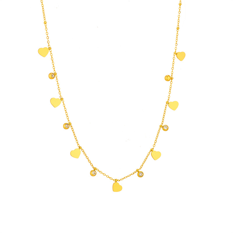 Titan Stahl 18 Karat Vergoldet Elegant Überzug Mond Herzform Schmetterling Strasssteine Halskette display picture 3
