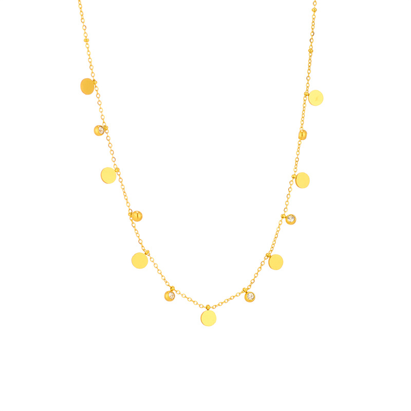 Titan Stahl 18 Karat Vergoldet Elegant Überzug Mond Herzform Schmetterling Strasssteine Halskette display picture 4