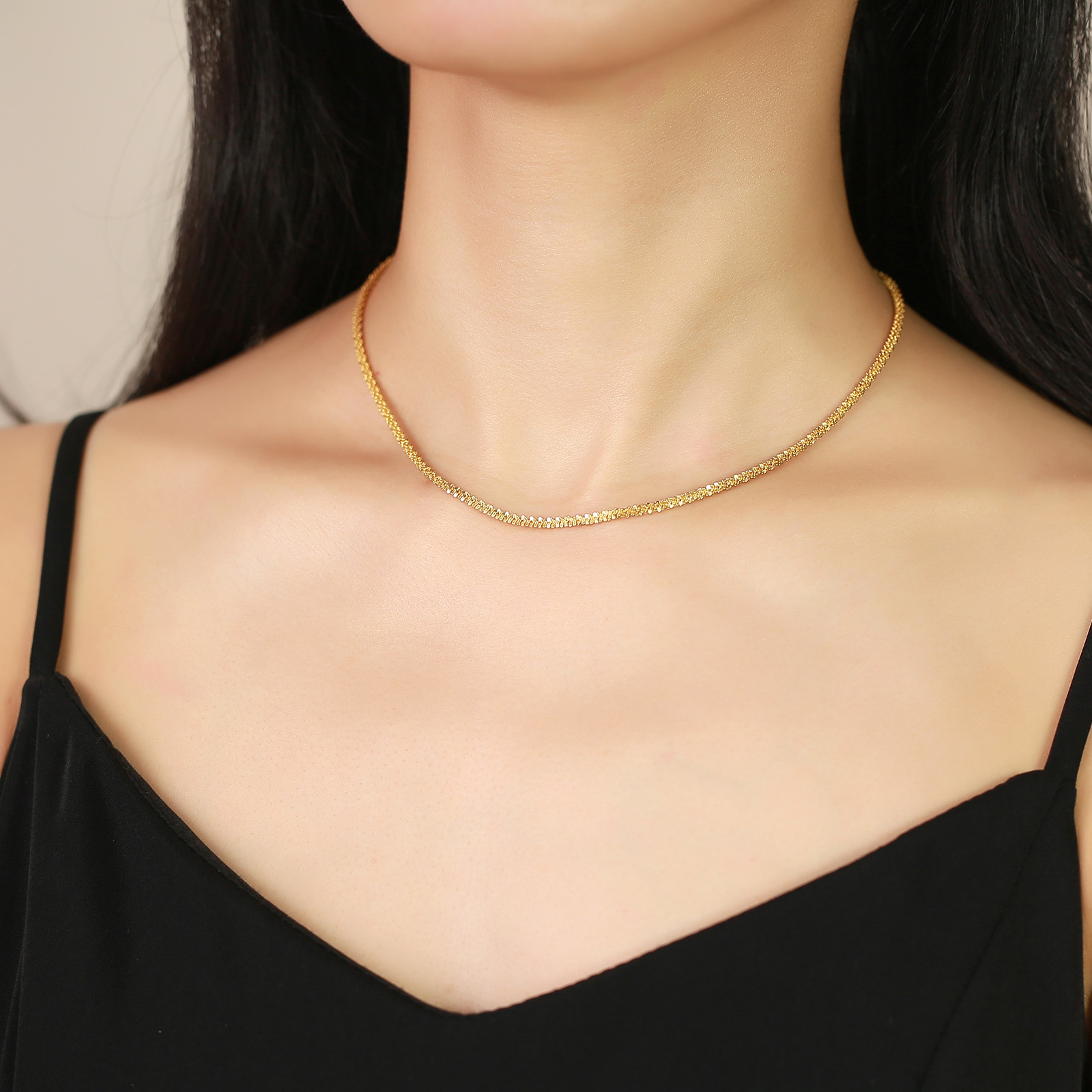 Rostfreier Stahl Vergoldet Einfacher Stil Überzug Einfarbig Halskette display picture 13
