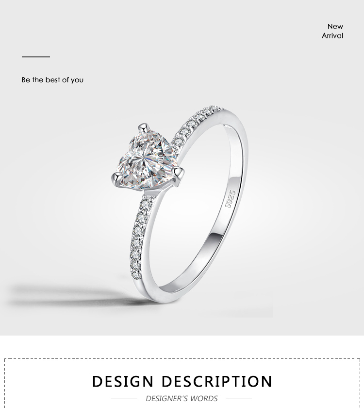 Ins Style Elegant Heart Shape Sterling Silver Hollow Out Inlay Zircon Rhodium Plated Rings display picture 1