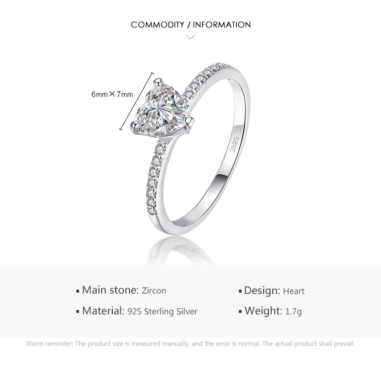 Ins Style Elegant Heart Shape Sterling Silver Hollow Out Inlay Zircon Rhodium Plated Rings display picture 3