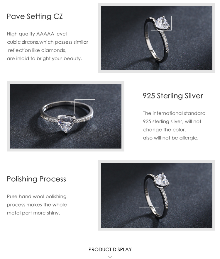 Ins Style Elegant Heart Shape Sterling Silver Hollow Out Inlay Zircon Rhodium Plated Rings display picture 4