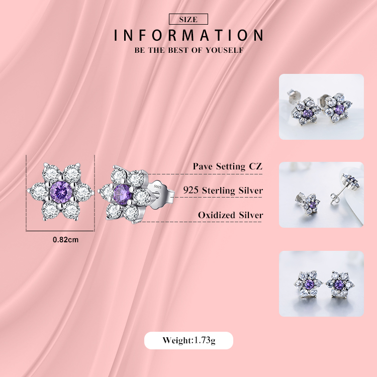 1 Pair Ins Style Vintage Style Streetwear Flower Sterling Silver Inlay Zircon Ear Studs display picture 2
