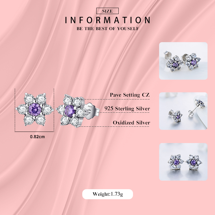 1 Paire Style Ins Style Vintage Vêtement De Rue Fleur Argent Sterling Incruster Zircon Boucles D'oreilles display picture 2