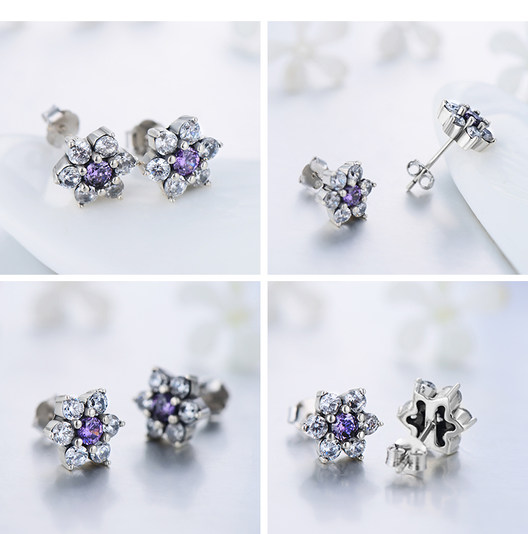 1 Pair Ins Style Vintage Style Streetwear Flower Sterling Silver Inlay Zircon Ear Studs display picture 5