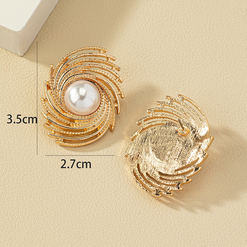 Elegant Vacation Geometric Alloy Plating Inlay Artificial Pearls Women's Ear Studs display picture 5