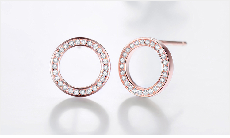 1 Pair Ins Style Simple Style Round Sterling Silver Inlay Zircon Rose Gold Plated Ear Studs display picture 6
