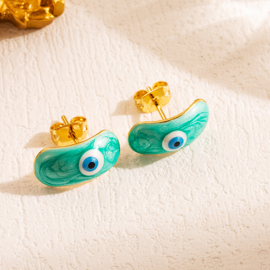 1 Pair Casual Classic Style Devil's Eye Enamel Plating Copper 18k Gold Plated Ear Studs display picture 7
