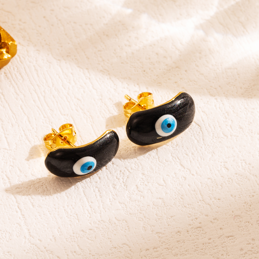 1 Pair Casual Classic Style Devil's Eye Enamel Plating Copper 18k Gold Plated Ear Studs display picture 1