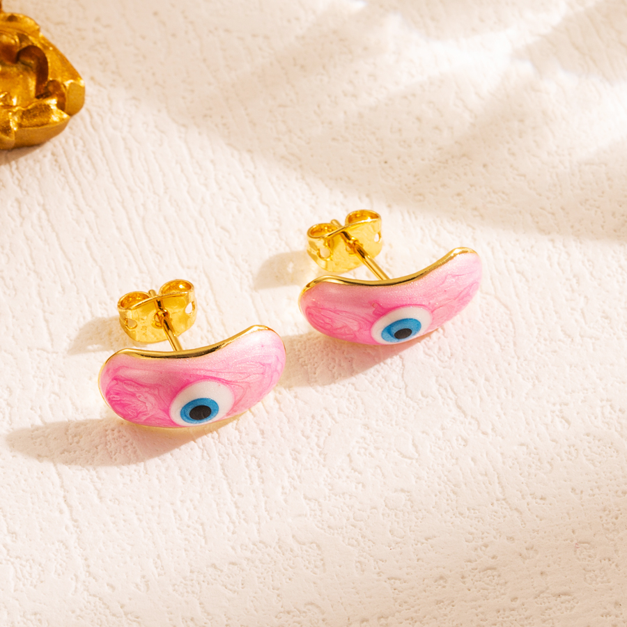 1 Pair Casual Classic Style Devil's Eye Enamel Plating Copper 18k Gold Plated Ear Studs display picture 2