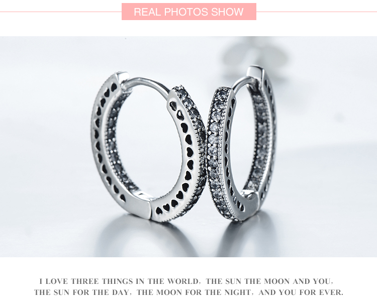 1 Pair Ins Style Vintage Style Heart Shape Inlay Sterling Silver Zircon Hoop Earrings display picture 4