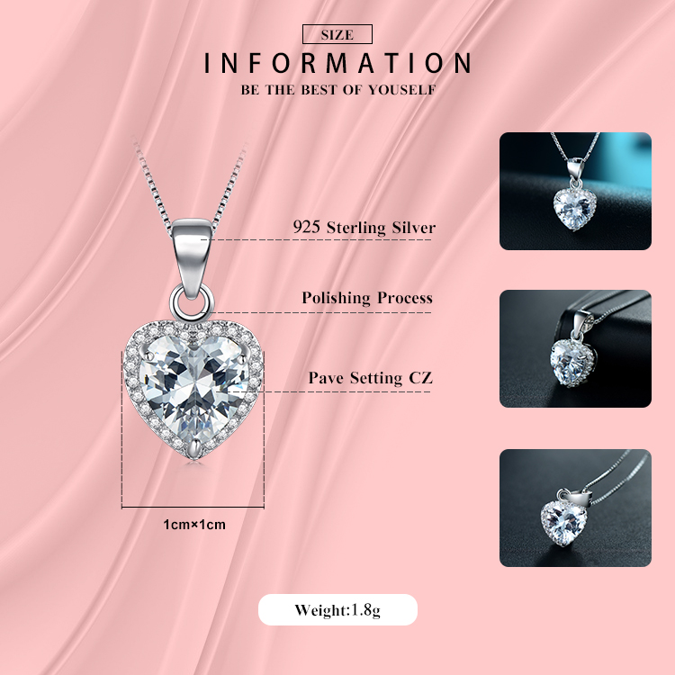 Ins Style Elegant Heart Shape Sterling Silver Plating Inlay Zircon Rhodium Plated Rings Necklace display picture 6