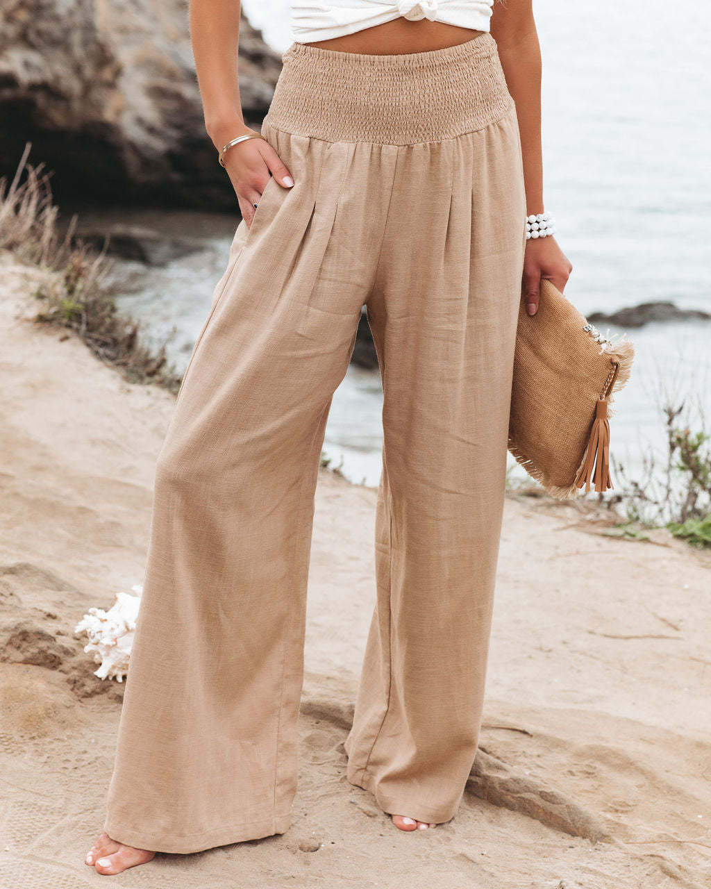 Women's Daily Street Casual Simple Style Solid Color Full Length Pocket Casual Pants Wide Leg Pants display picture 15