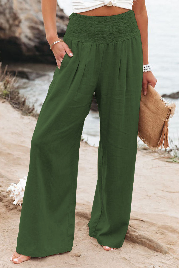 Women's Daily Street Casual Simple Style Solid Color Full Length Pocket Casual Pants Wide Leg Pants display picture 9