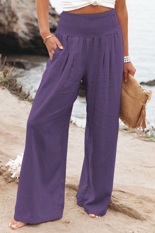 Women's Daily Street Casual Simple Style Solid Color Full Length Pocket Casual Pants Wide Leg Pants display picture 11