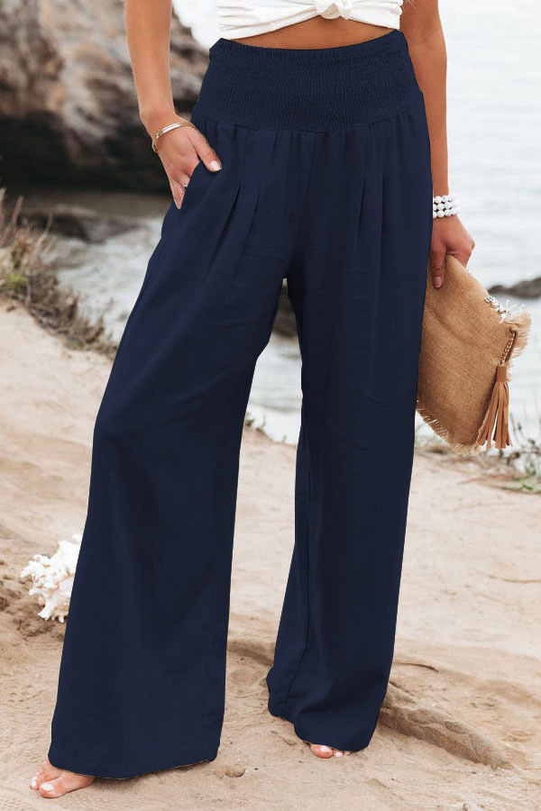 Women's Daily Street Casual Simple Style Solid Color Full Length Pocket Casual Pants Wide Leg Pants display picture 10