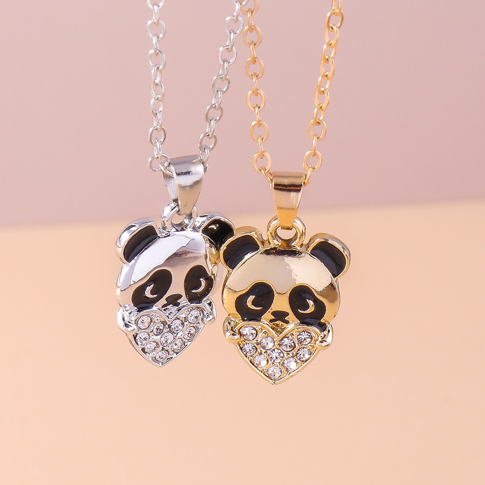 Cute Modern Style Panda Alloy Inlay Rhinestones Women's Pendant Necklace display picture 9