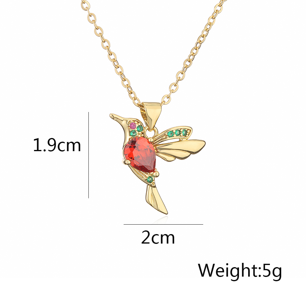 Modern Style Shiny Bird Copper 18k Gold Plated Zircon Pendant Necklace In Bulk display picture 1