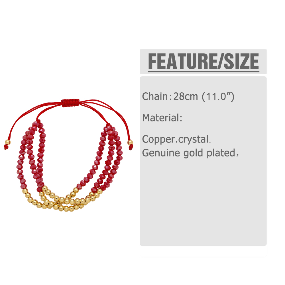 Bohemian Round 18k Gold Plated Artificial Crystal Copper Wholesale Bracelets display picture 1