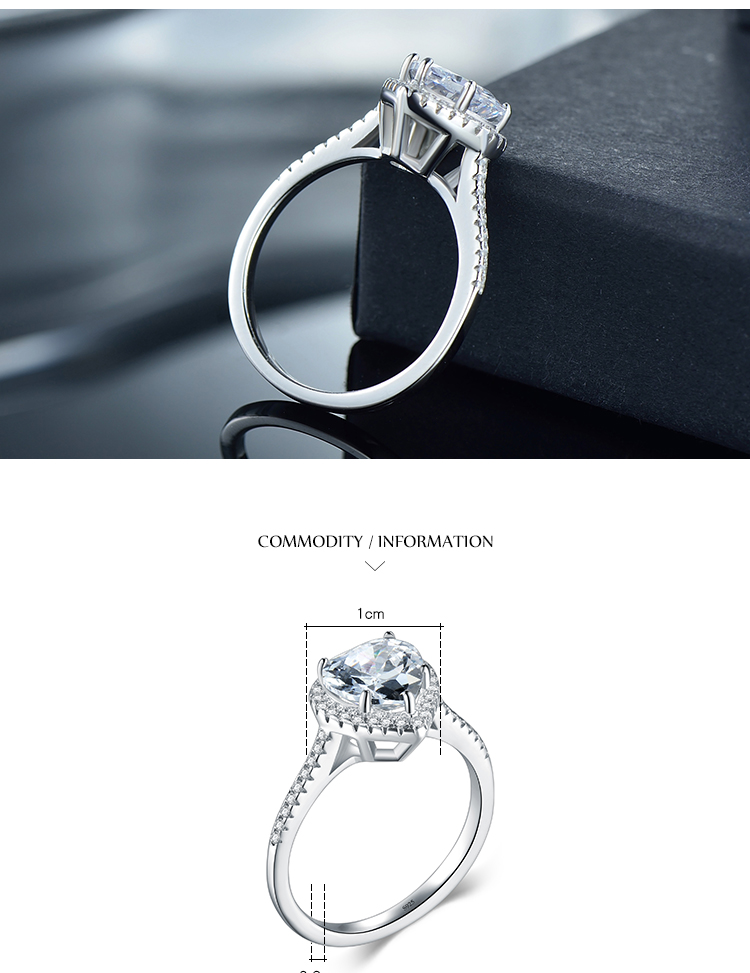 Elegant Romantic Heart Shape Sterling Silver Rhodium Plated Zircon Rings In Bulk display picture 4