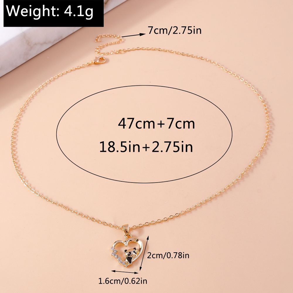 Cute Modern Style Panda Alloy Inlay Rhinestones Women's Pendant Necklace display picture 1