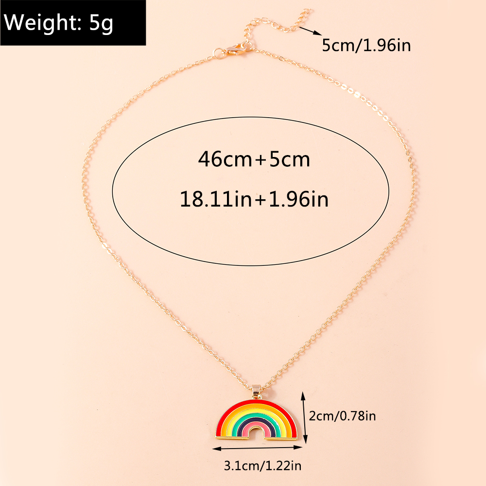 Wholesale Jewelry Modern Style Streetwear Rainbow Heart Shape Alloy Pendant Necklace display picture 9