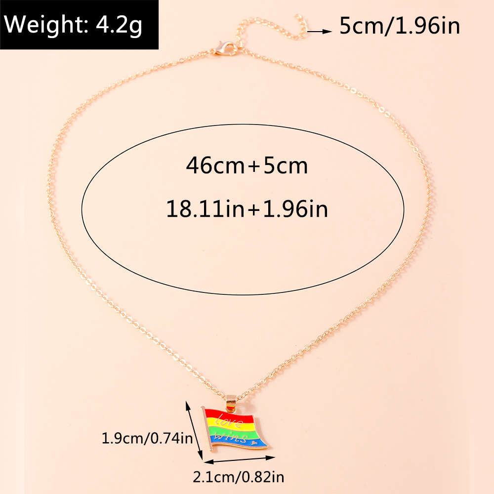 Wholesale Jewelry Modern Style Streetwear Rainbow Heart Shape Alloy Pendant Necklace display picture 3