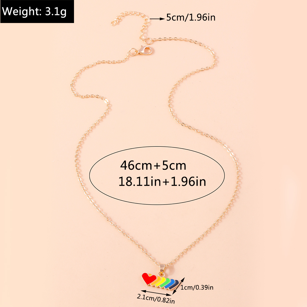 Wholesale Jewelry Modern Style Streetwear Rainbow Heart Shape Alloy Pendant Necklace display picture 1