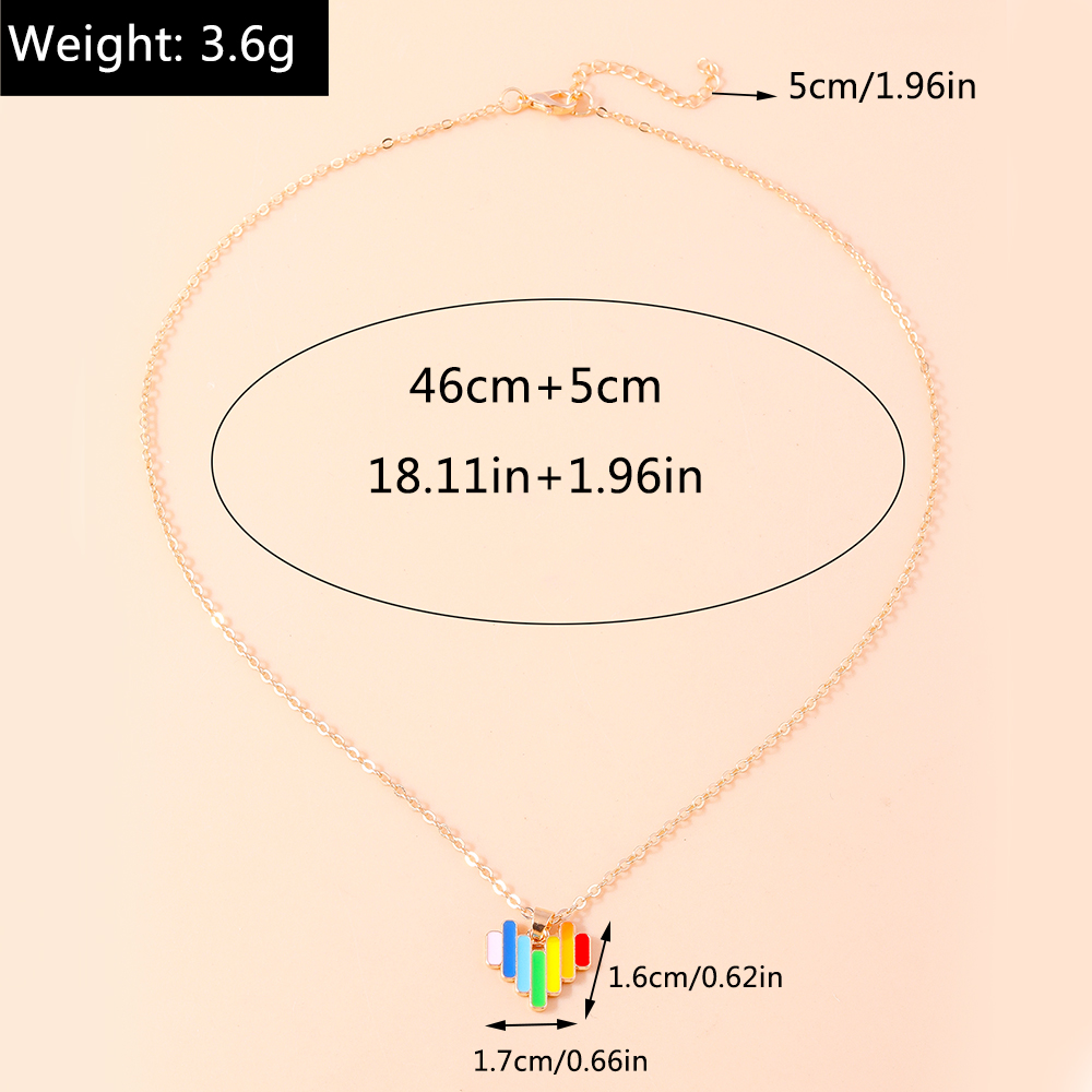 Wholesale Jewelry Modern Style Streetwear Rainbow Heart Shape Alloy Pendant Necklace display picture 2
