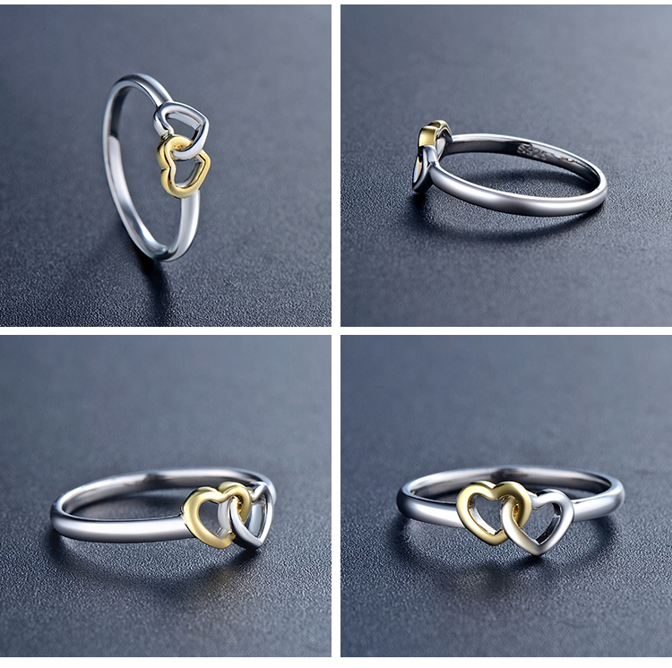 Sweet Simple Style Heart Shape Sterling Silver Plating Hollow Out Rhodium Plated Rings display picture 5