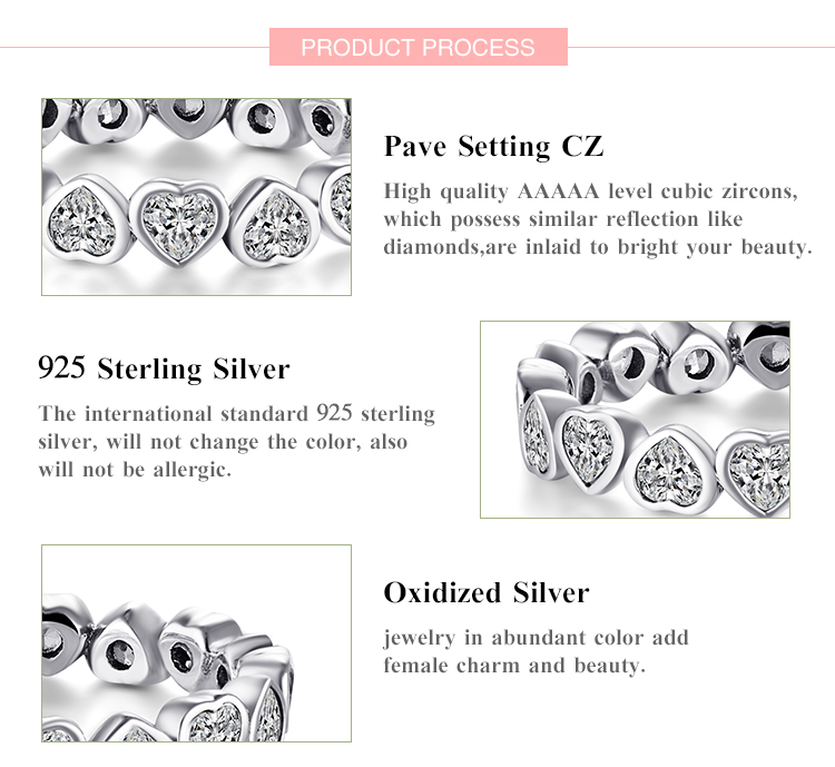 نمط إنز شكل قلب الفضة الإسترلينية الطلاء ترصيع جوهرة خواتم الفضة التايلاندية display picture 3