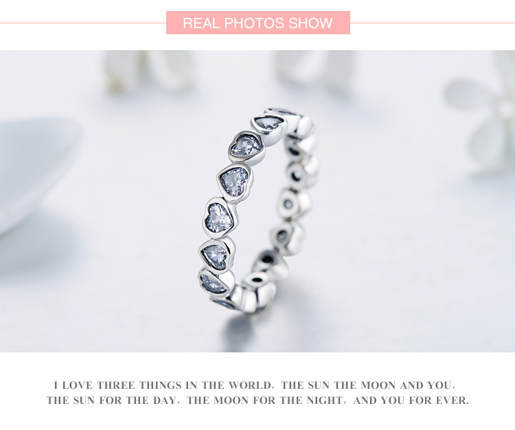 Ins Style Heart Shape Sterling Silver Plating Inlay Gem Thai Silver Rings display picture 4