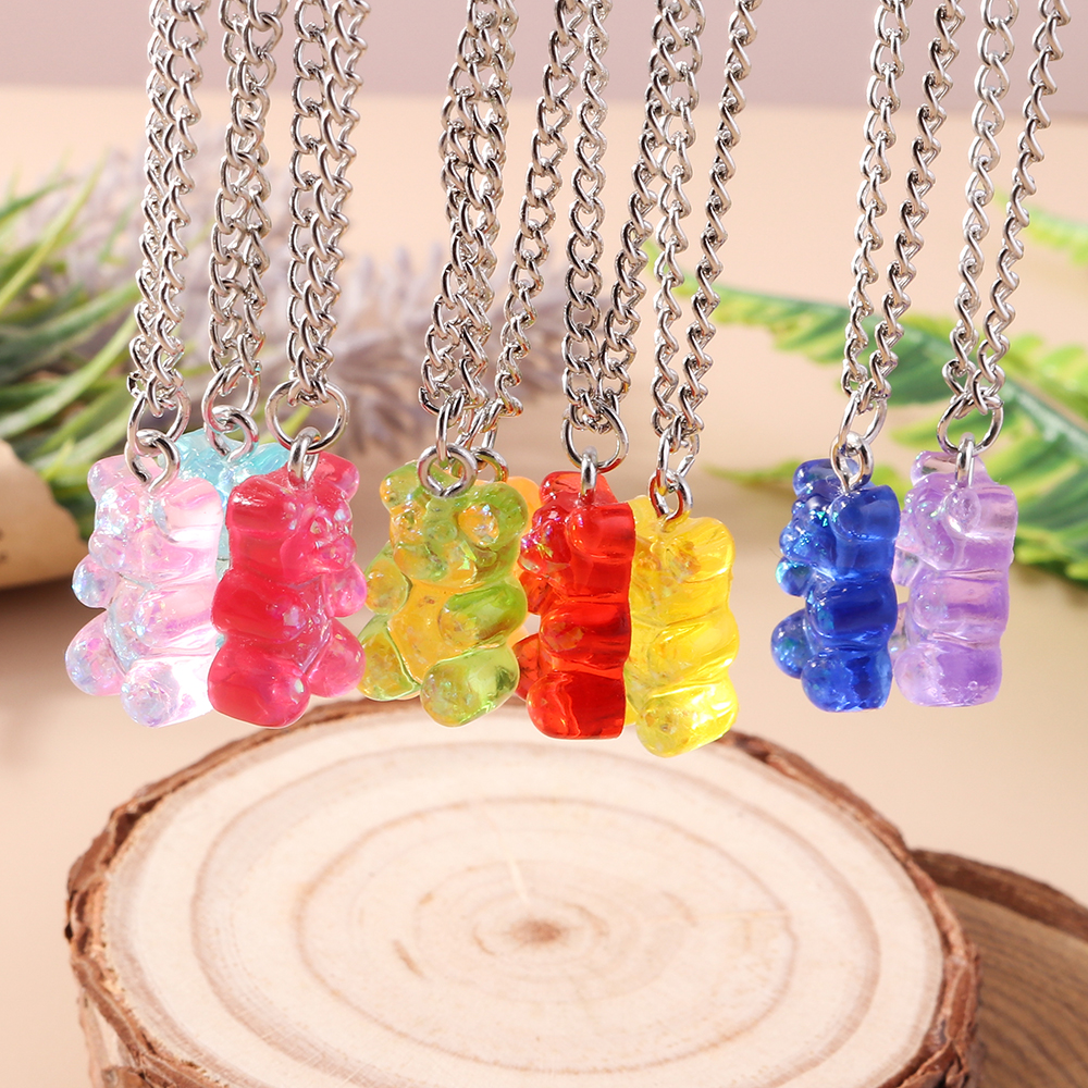 Cute Sweet Bear Alloy Resin Women's Earrings Necklace display picture 3