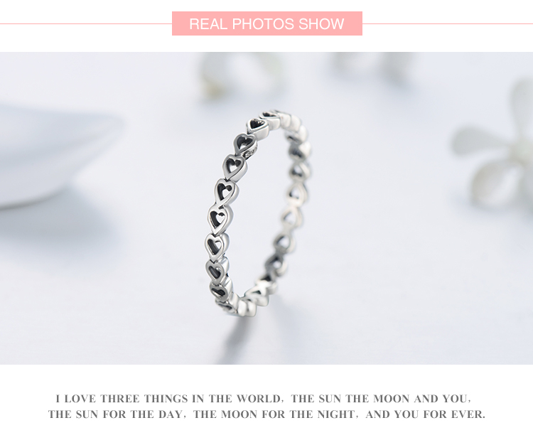 Ins Style Vintage Style Simple Style Heart Shape Sterling Silver Hollow Out Rings display picture 4