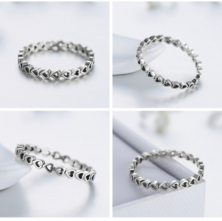 Ins Style Vintage Style Simple Style Heart Shape Sterling Silver Hollow Out Rings display picture 5