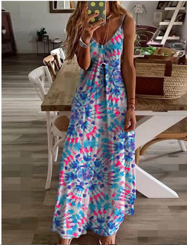 Women's Strap Dress Casual Vacation V Neck Printing Sleeveless Printing Flower Maxi Long Dress Daily display picture 11